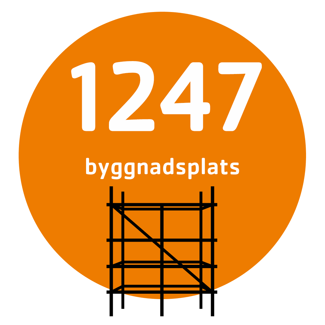 Telinekataja har 1247 byggarbetsplatser – orange infografik med en byggnadsställning
